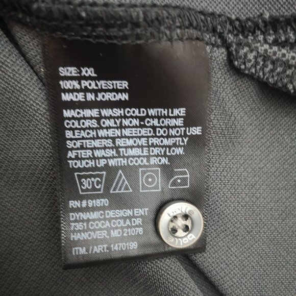 Bolle Men's Size XXL Charcoal & Black Short Sleeve 3 Button Closure Polo Shirt - Picture 5 of 9